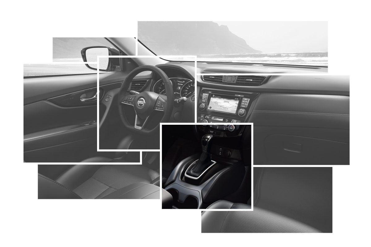 Nissan X-Trail Interior Design details carousel focus on leather shift boot